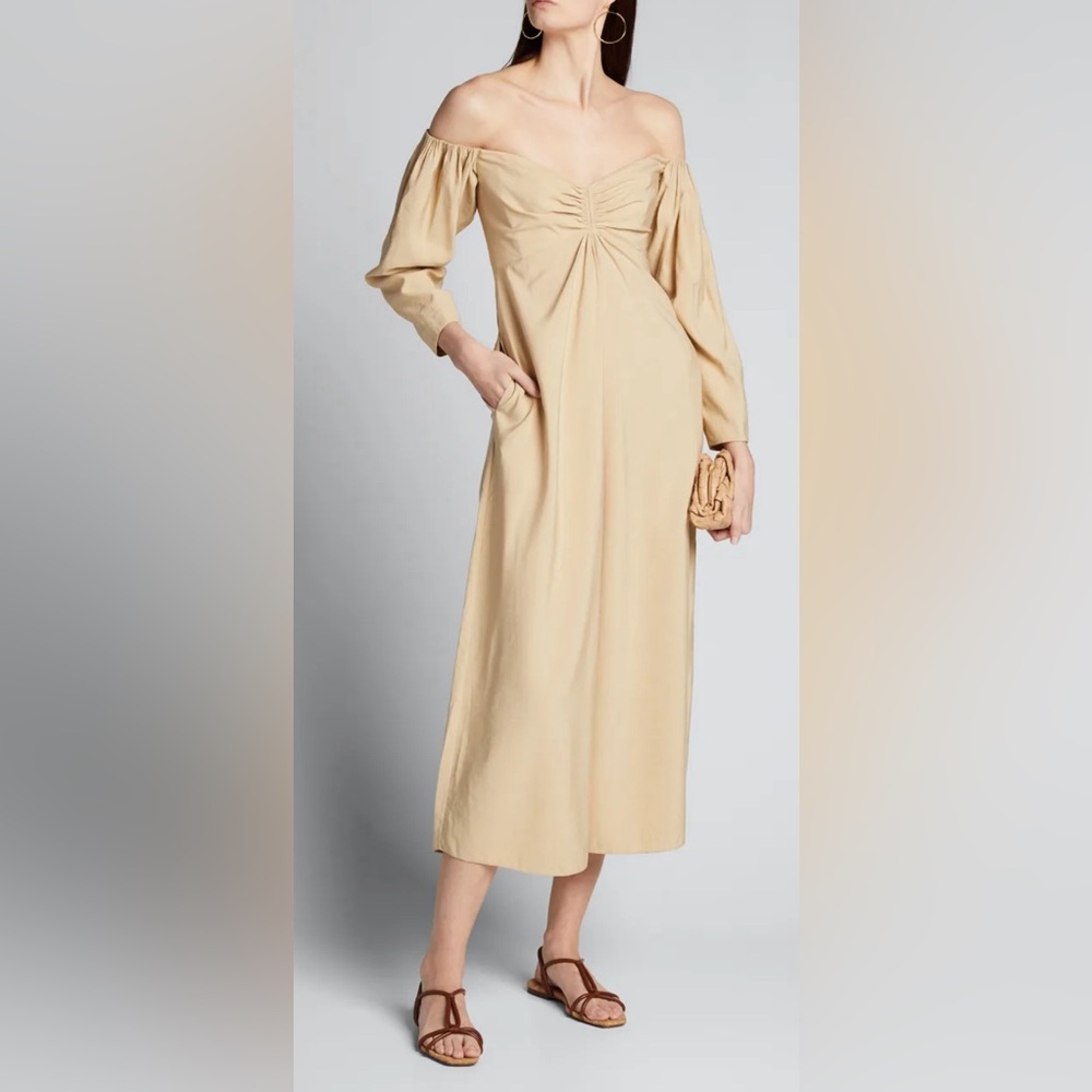 A.L.C. black Calley off-shoulder midi dress with pockets